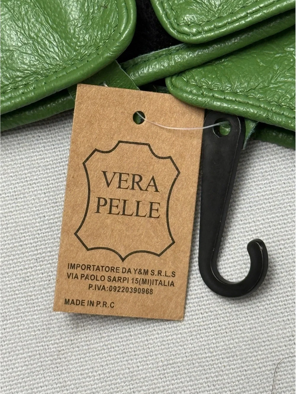 Vera Pelle Italian Women Green Leather Gloves - Large
